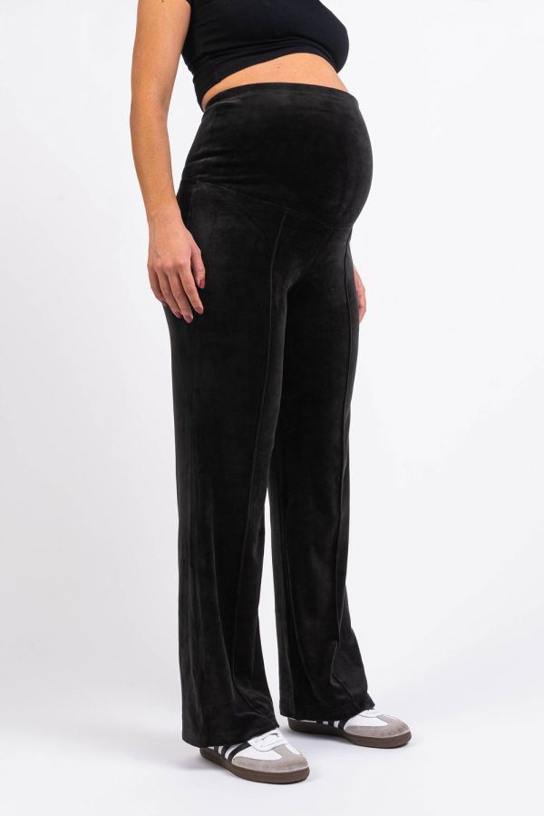 Pixie Velour 01 Velour Straight Maternity Pants